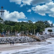 Beach and lighthouse on St. Simons Island, Georgia